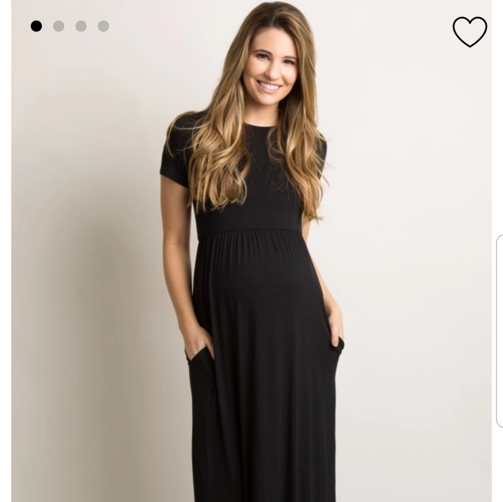 Black Maternity Maxi Dress w/pockets